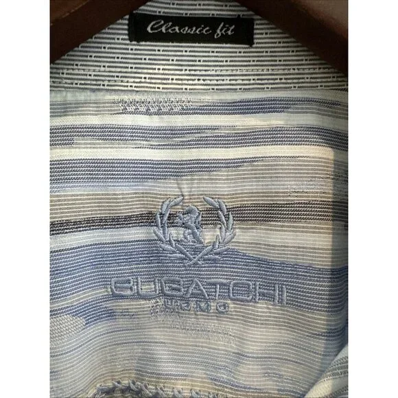 Bugatchi UOMO mens shirt Classic Fit, Blue Camo, 80% cotton & 20 % Linen‎ - Picture 10 of 11